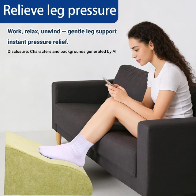 Alt view image 5 of 7 - Foot Rest for Under Desk at Work, Ergonomic Under Desk Footrest with Washable Cover for Office, Home & Gaming Leg Elevation Pillow Fruit Green