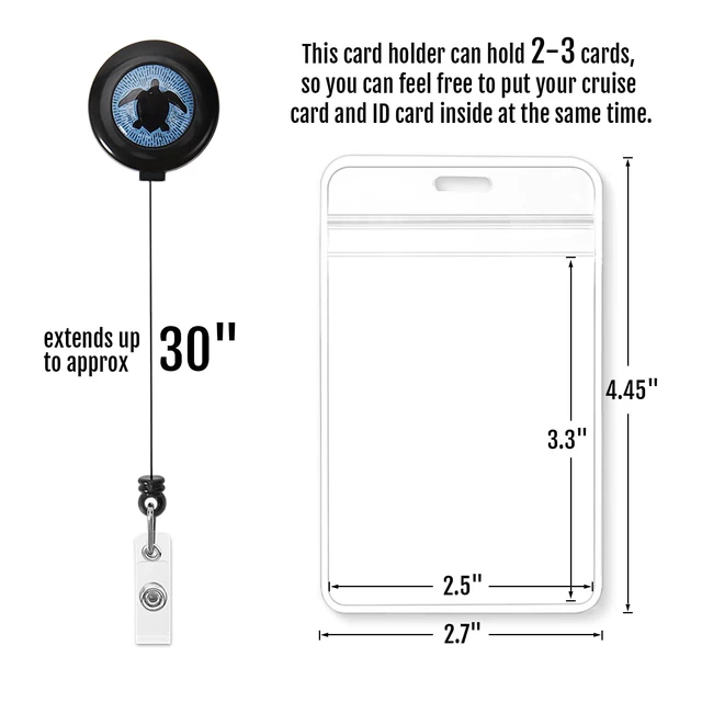 Alt view image 2 of 7 - Retractable Cruise Lanyard for Ship Cards, Waterproof Lanyards for Cruise Ship Cards with ID Holder, 2 Pack, Hippocampus