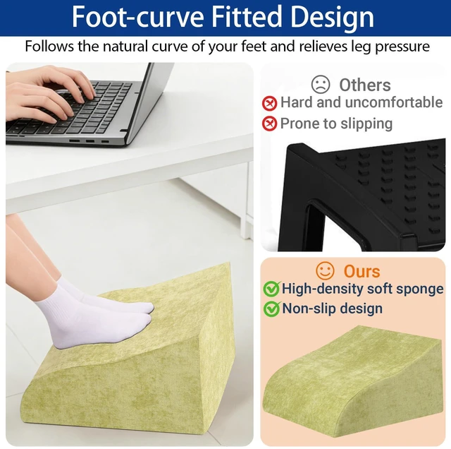 Alt view image 6 of 7 - Foot Rest for Under Desk at Work, Ergonomic Under Desk Footrest with Washable Cover for Office, Home & Gaming Leg Elevation Pillow Fruit Green