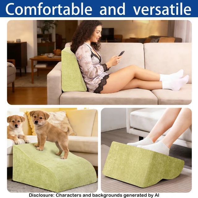 Alt view image 7 of 7 - Foot Rest for Under Desk at Work, Ergonomic Under Desk Footrest with Washable Cover for Office, Home & Gaming Leg Elevation Pillow Fruit Green