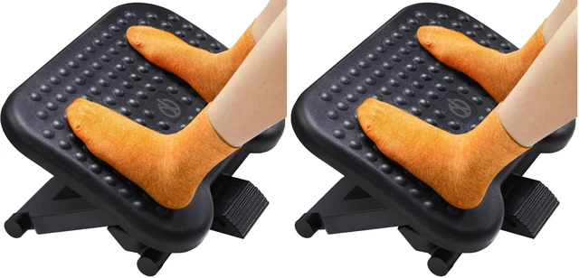 Main image of Under Desk Footrest, Adjustable Foot Rest with 3 Height Settings and 30-Degree Angle, Ergonomic Desk Foot Rest with Massage Texture, Foot and Leg Rest for Home & Office (Pack of 2)