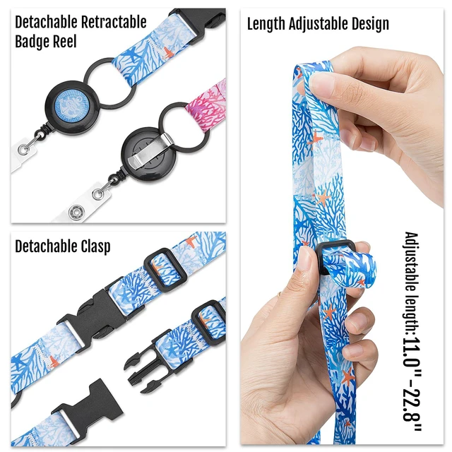 Alt view image 4 of 7 - Retractable Cruise Lanyard for Ship Cards, Waterproof Lanyards for Cruise Ship Cards with ID Holder, 2 Pack, Hippocampus