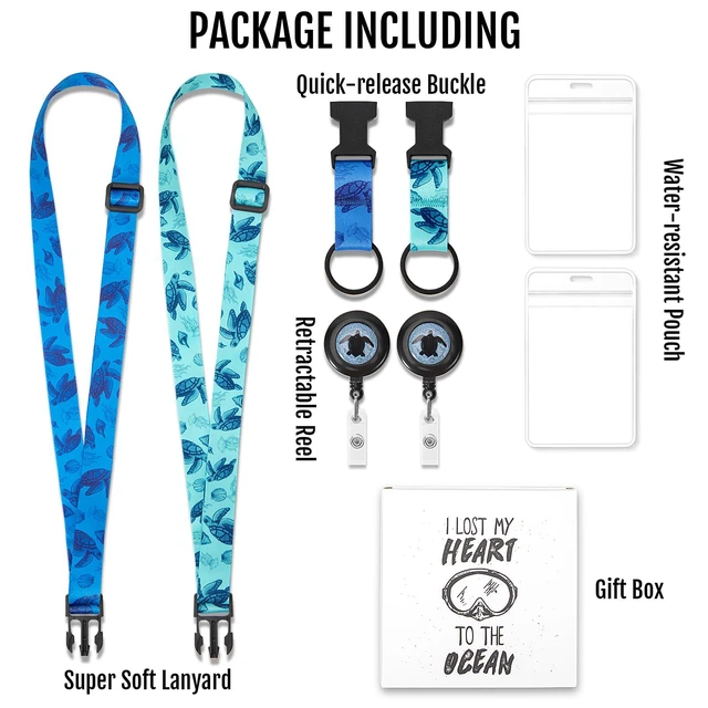 Alt view image 6 of 7 - Retractable Cruise Lanyard for Ship Cards, Waterproof Lanyards for Cruise Ship Cards with ID Holder, 2 Pack, Hippocampus