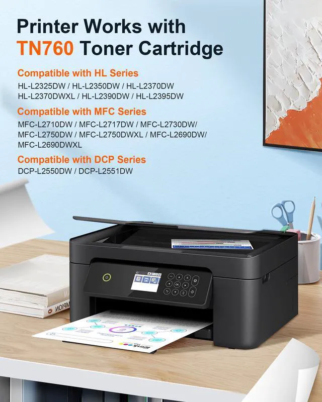 Alt view image 2 of 7 - TN760 TN-760 TN730 TN-730 Toner Cartridge Replacement for Brother tn760 to Use with HL-L2350DW HL-L2370DW HL-L2390DW HL-L2395DW MFC-L2710DW MFC-L2750DW Printer(4black)