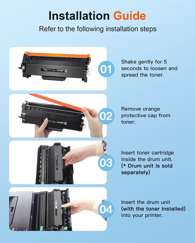 Alt view image 3 of 7 - TN760 TN-760 TN730 TN-730 Toner Cartridge Replacement for Brother tn760 to Use with HL-L2350DW HL-L2370DW HL-L2390DW HL-L2395DW MFC-L2710DW MFC-L2750DW Printer(4black)