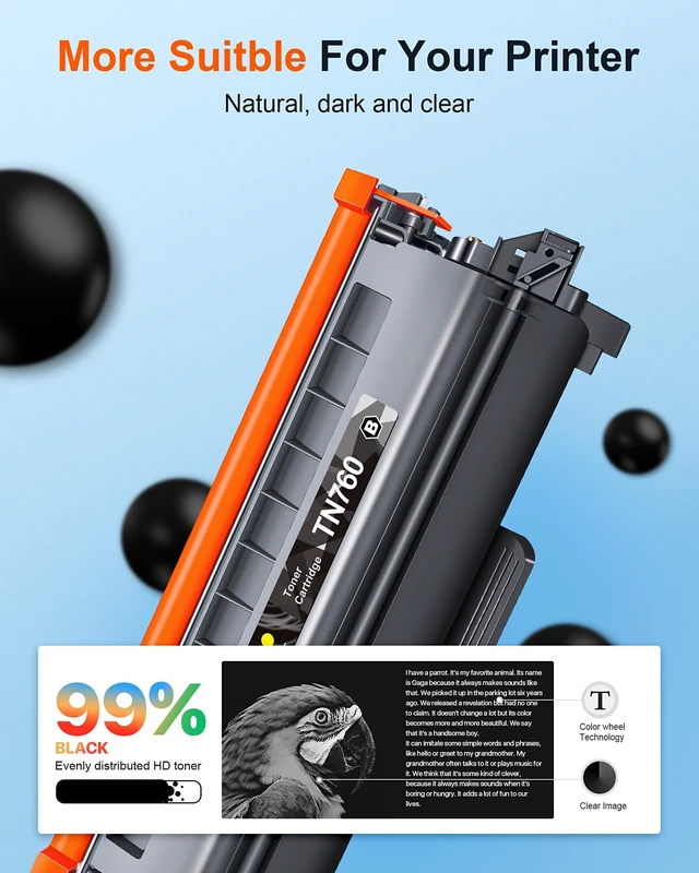 Alt view image 5 of 7 - TN760 TN-760 TN730 TN-730 Toner Cartridge Replacement for Brother tn760 to Use with HL-L2350DW HL-L2370DW HL-L2390DW HL-L2395DW MFC-L2710DW MFC-L2750DW Printer(4black)