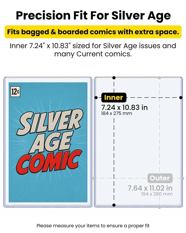 Alt view image 4 of 7 - 10 Pack Comic Book Top Loaders for Silver Age and Current Comics 15 Mil Rigid PVC Holders And 195PT Capacity Help Protect Signed Silver Age & Modern Comics For Display, Storage, Collection