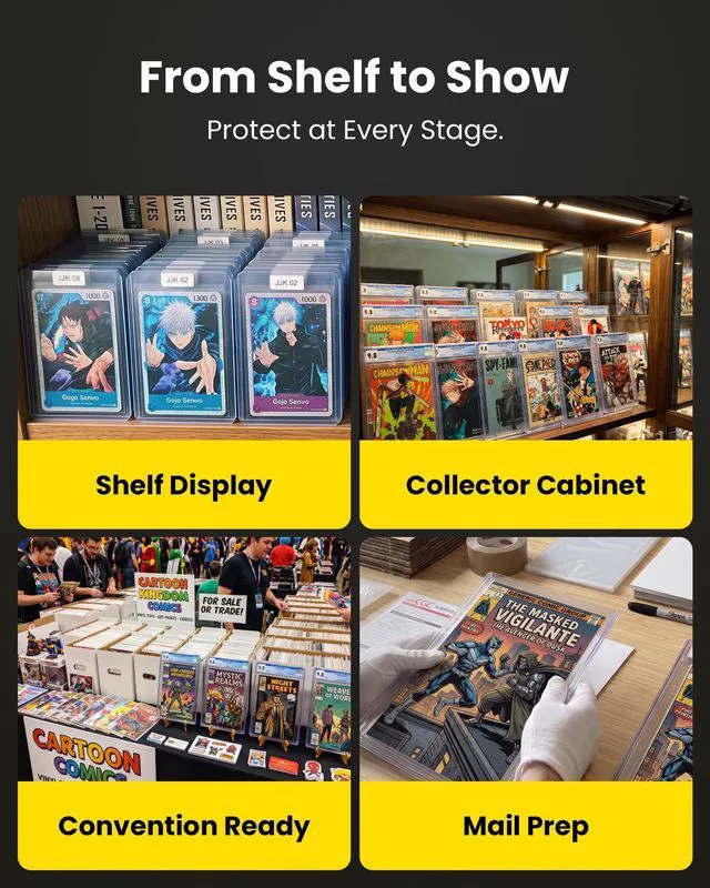 Alt view image 6 of 7 - 10 Pack Comic Book Top Loaders for Silver Age and Current Comics 15 Mil Rigid PVC Holders And 195PT Capacity Help Protect Signed Silver Age & Modern Comics For Display, Storage, Collection