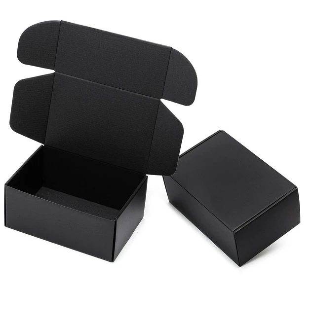 Main image of 9x6x4 Black Shipping Boxes 24 Pack Corrugated Cardboard Box Mailer Tab Locking Literature Mailer Flat Empty Gift Packing Supplies - Mailing Box Packaging for Small Business