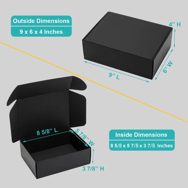 Alt view image 2 of 7 - 9x6x4 Black Shipping Boxes 24 Pack Corrugated Cardboard Box Mailer Tab Locking Literature Mailer Flat Empty Gift Packing Supplies - Mailing Box Packaging for Small Business