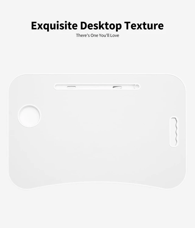 Alt view image 6 of 6 - Folding Lap Desk Bed Desk Laptop Table Tray, Breakfast Serving Tray, Portable & Lightweight Mini Table for Sofa Couch Floor - White