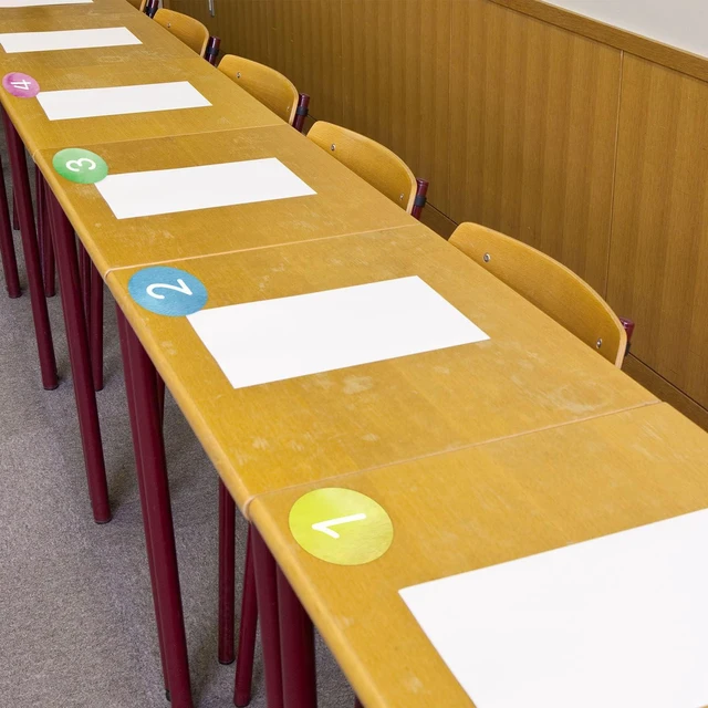 Alt view image 6 of 7 - 48PCS Watercolor Numbers Stickers Classroom Decorations Colorful Mini Dots Number Spot Markers Stickers Watercolor Classroom Labels Accents Cutouts for Preschool Elementary School Floor Decoration