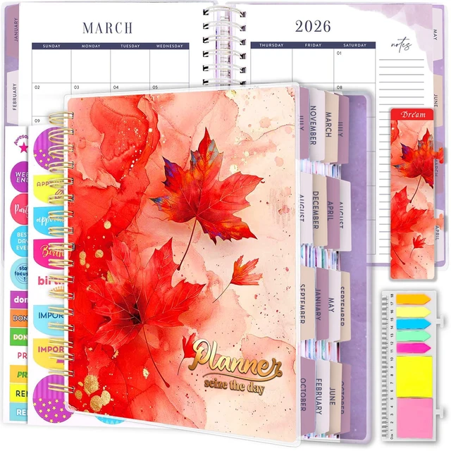 Main image of Planner 2026-2027, 18 Months Large Daily Weekly Monthly Organizer July 2026 - Dec 2027, 8.5x9.8", Calendar with Page Tabs, Separator, Pocket Folder, Bookmark & Stickers & Sticky Note Set