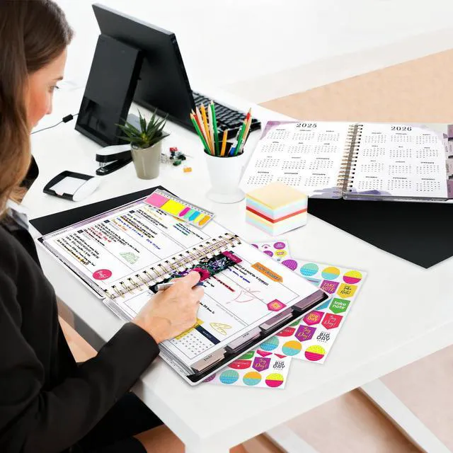 Alt view image 4 of 7 - Planner 2026-2027, 18 Months Large Daily Weekly Monthly Organizer July 2026 - Dec 2027, 8.5x9.8", Calendar with Page Tabs, Separator, Pocket Folder, Bookmark & Stickers & Sticky Note Set