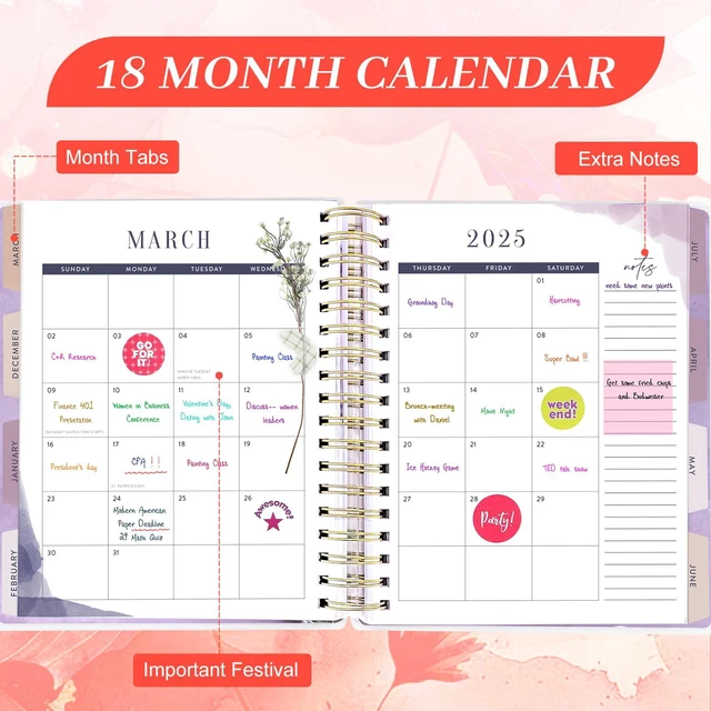 Alt view image 5 of 7 - Planner 2026-2027, 18 Months Large Daily Weekly Monthly Organizer July 2026 - Dec 2027, 8.5x9.8", Calendar with Page Tabs, Separator, Pocket Folder, Bookmark & Stickers & Sticky Note Set