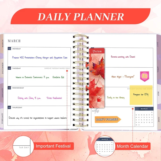 Alt view image 6 of 7 - Planner 2026-2027, 18 Months Large Daily Weekly Monthly Organizer July 2026 - Dec 2027, 8.5x9.8", Calendar with Page Tabs, Separator, Pocket Folder, Bookmark & Stickers & Sticky Note Set