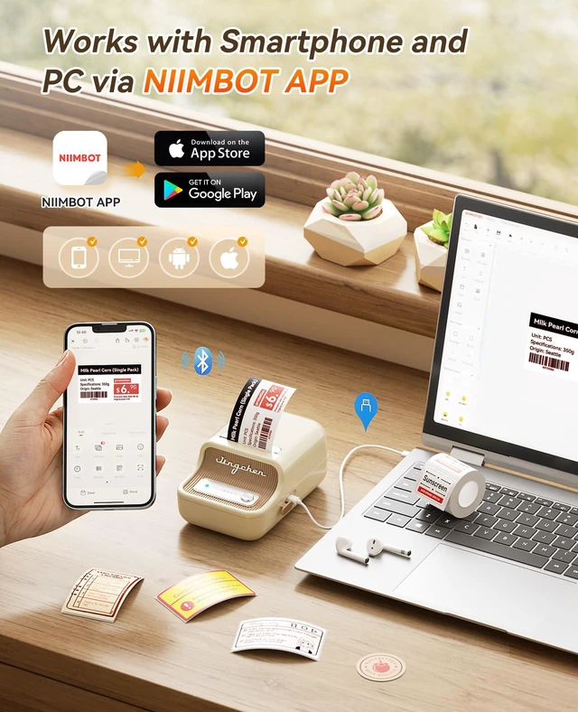 Alt view image 5 of 7 - B21 Pro Label Maker, 300DPI Red-Black Printing Label Printer, White Sticker Maker for Home Organization, Craft, Photo Print, Study Graphics, Scrapbook, Come with Red-Black Printing Tapes