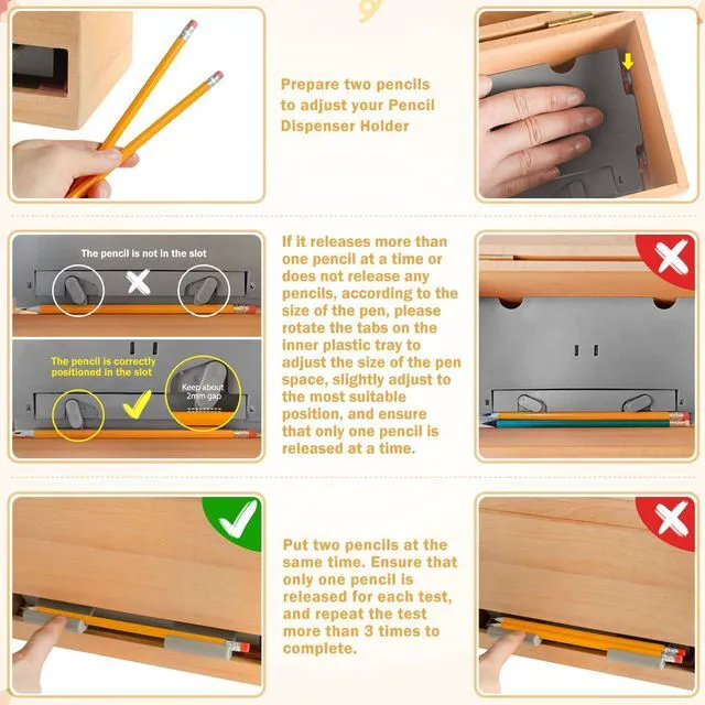 Alt view image 4 of 7 - Pencil Dispenser for Classroom, Wooden Pencil Holder, Classroom Teacher Must Have, Pencils Straws Organization & Storage for Classroom Office Kitchen Restaurant (yellow)