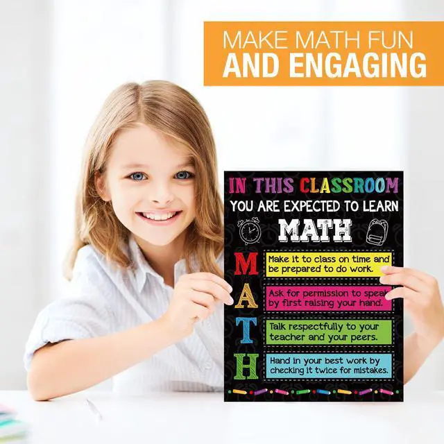 Alt view image 5 of 7 - 20 Pcs Math Posters, Growth Mindset Classroom Bulletin Board Decor Educational Teacher Supplies for Middle School, Why Math Themed Cutouts, Classroom Must Haves for Elementary Students