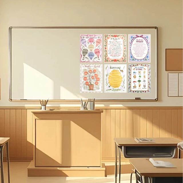 Alt view image 7 of 7 - Bible Posters, 15pc, Hand Drawn, 14x11 inch, Laminated Hand Drawn, Designed by Christian Parents in the US, Laminated Classroom Decoration, Easy to Clean, Biblically Accurate