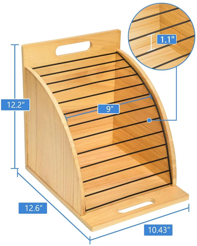 Alt view image 5 of 7 - Clipboard Holder, Wooden Clipboard Organizer Storage with 12 Slots High-Rise Side Panels, Dual Carry Handles, Teacher Organization for Classroom Office, Easy Assembly, Clipboards Not Included