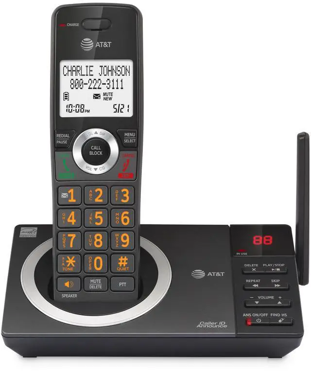 Main image of DECT 6.0 Cordless Expandable Home Phone with Large Display and Big Buttons, Answering Machine, Smart Call Blocker, Extended Range, Caller ID, Speakerphone, Intercom: CL82118 (Charcoal Black)
