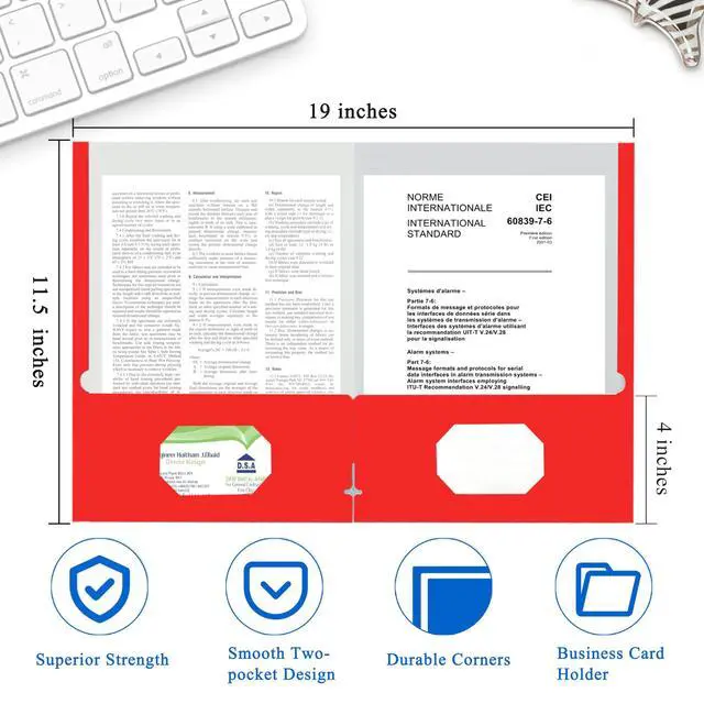 Alt view image 2 of 7 - File Folders with Pockets,Red Two Folders for Documents,50 Pack Paper Folders with Card Slot,Letter Size,School Students,Business,Home and Office Workers