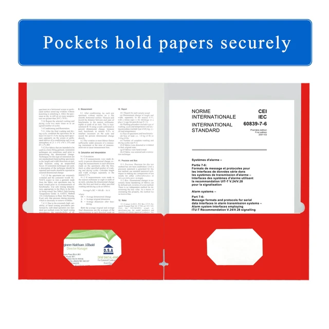 Alt view image 4 of 7 - File Folders with Pockets,Red Two Folders for Documents,50 Pack Paper Folders with Card Slot,Letter Size,School Students,Business,Home and Office Workers