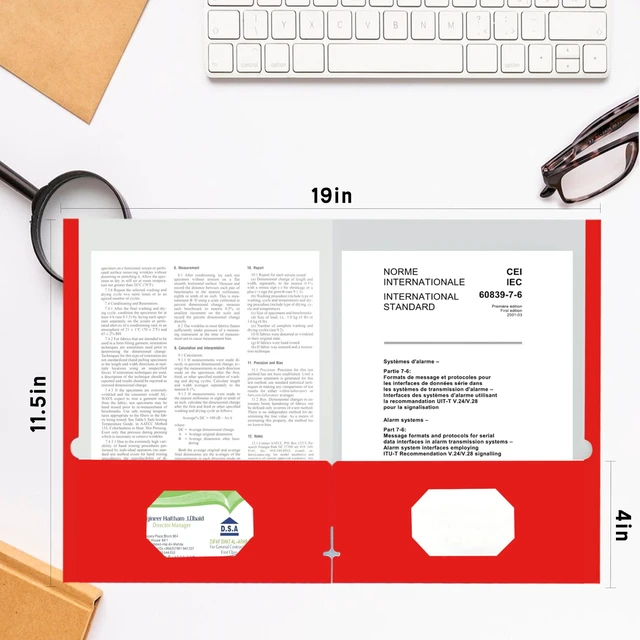 Alt view image 7 of 7 - File Folders with Pockets,Red Two Folders for Documents,50 Pack Paper Folders with Card Slot,Letter Size,School Students,Business,Home and Office Workers