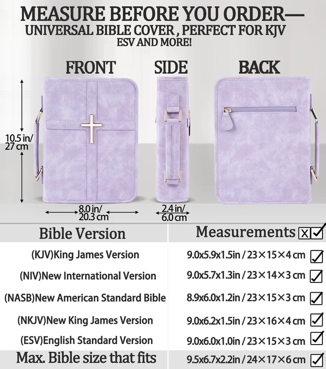 Alt view image 2 of 7 - Vegan Leather Bible Cover Case, Bible Bag with Phone Pocket, Bible Case for Women, Christian Gift Box Packaging (Purple)