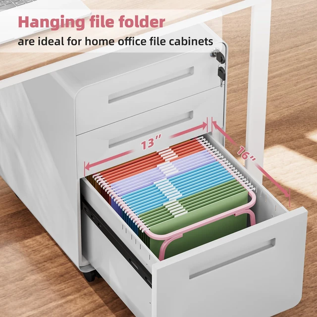Alt view image 3 of 7 - Hanging File Folder Frame, Adjustable Letter Size File Holder 16-25 Inches, Metal File Cabinet Rails for Office, Home, School, 2P(Pink)