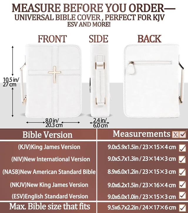 Alt view image 2 of 7 - Vegan Leather Bible Cover Case, Bible Bag with Phone Pocket, Bible Case for Men Women, Christian Gift Box Packaging (White)