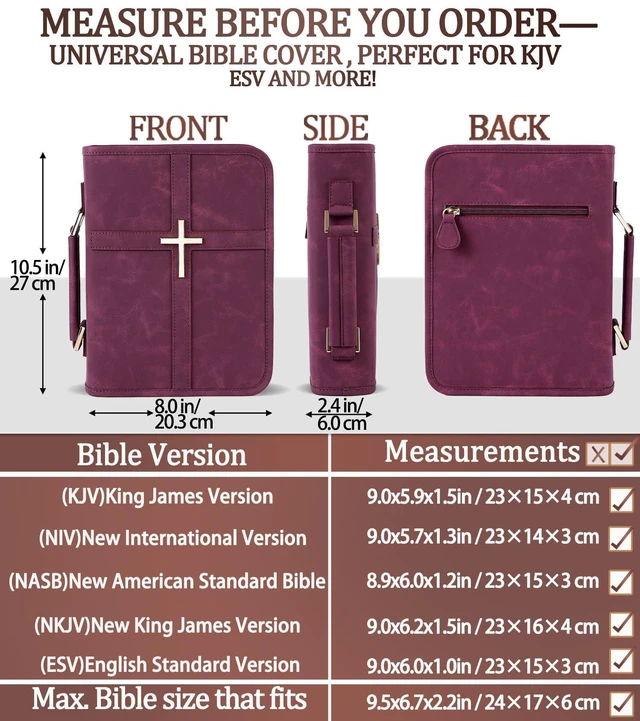Alt view image 2 of 7 - Vegan Leather Bible Cover Case, Bible Bag with Phone Pocket, Bible Case for Women, Christian Gift Box Packaging (Red)