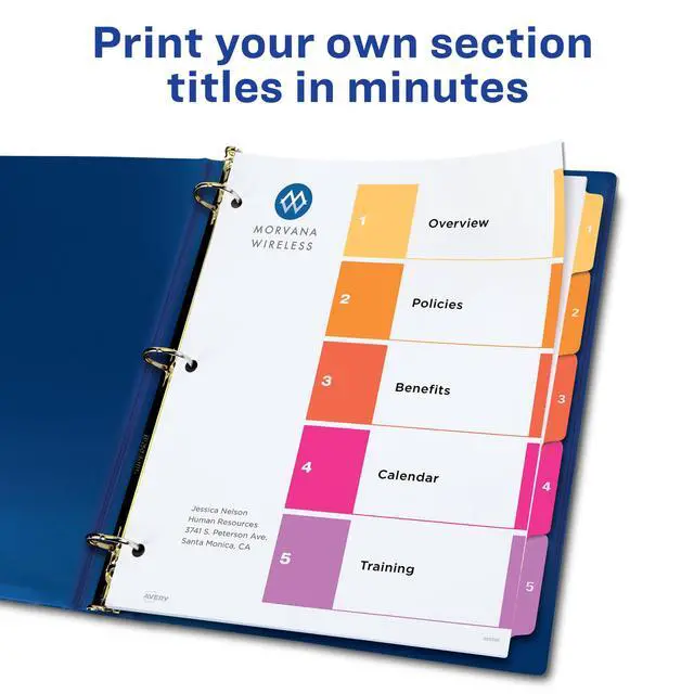Alt view image 2 of 7 - Dividers for 3 Ring Binders, 5 Tabs per Set, Customizable Table Contents, Multicolor Tabs, Great for Organizing High-Volume Reports, Projects, and More (24 Sets of 11167) (Pack of 2)