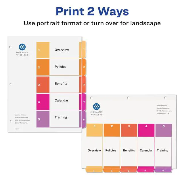 Alt view image 3 of 7 - Dividers for 3 Ring Binders, 5 Tabs per Set, Customizable Table Contents, Multicolor Tabs, Great for Organizing High-Volume Reports, Projects, and More (24 Sets of 11167) (Pack of 2)
