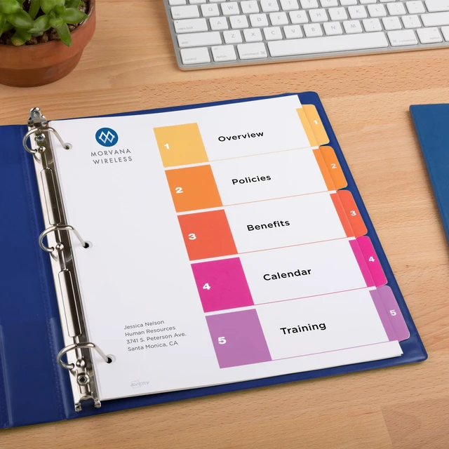 Alt view image 5 of 7 - Dividers for 3 Ring Binders, 5 Tabs per Set, Customizable Table Contents, Multicolor Tabs, Great for Organizing High-Volume Reports, Projects, and More (24 Sets of 11167) (Pack of 2)