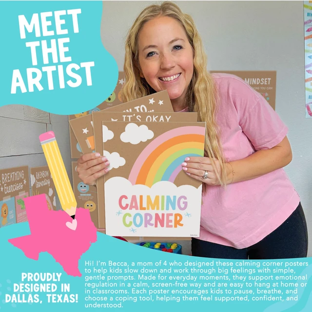 Alt view image 2 of 7 - 9 Calming Corner Classroom Must Haves, Coping & Feelings Poster for Kids Calm Corner Posters with Emotions Chart, School Counselor Mental Health Posters, Feelings Wheel Calming Classroom Decor