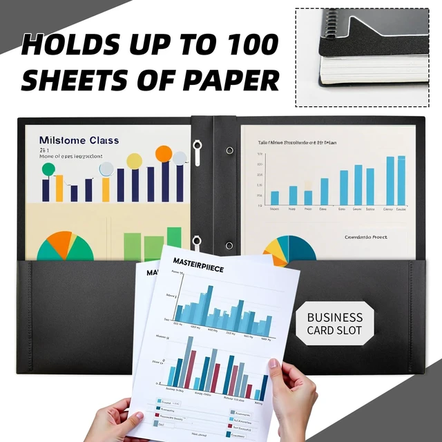 Alt view image 5 of 7 - Black Plastic Folders with 2 Pockets&Prongs&Clear Front Cover(12 Pack), Heavy Duty Letter Size Plastic Folders for School Office, Letter Size Paper