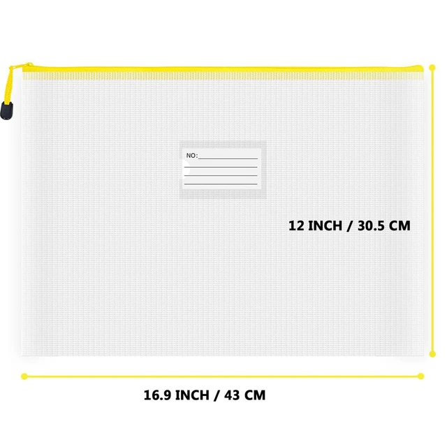Alt view image 2 of 6 - 24pcs Extra Large Mesh Zipper Pouch Bags 16.9x12 Inches Board Game Storage, A3 Plastic Zip File Bag with Label Pocket for Office, Large Mesh Bags for Project & Puzzle Organization