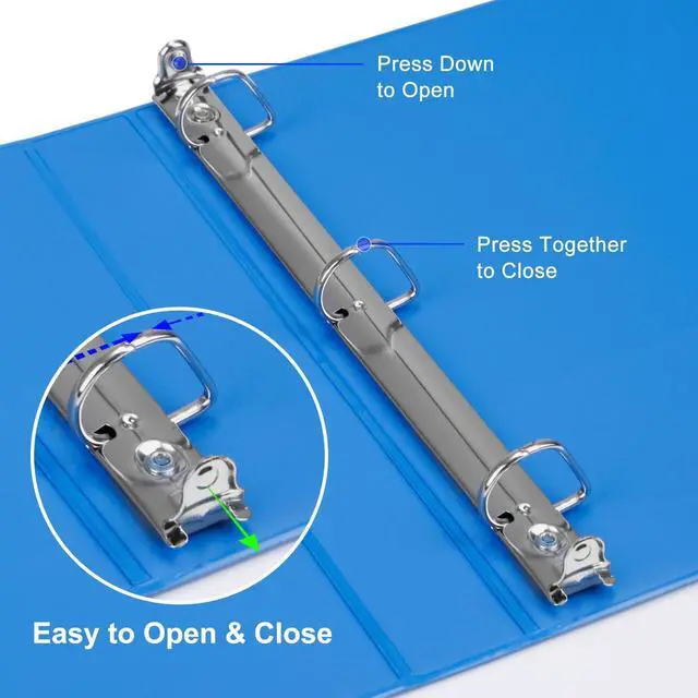 Alt view image 4 of 7 - Sturdy 1 Inch Slant-D Ring 3 Ring Binder with Clear View Cover 1"Heavy Duty Slant-D Ring,PVC-Free 2.4mm Board,Holds 225 Letter Sheets,Bulk for Corporate Offices,6 Pack (Light Blue)