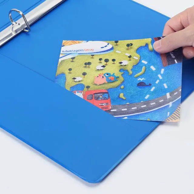 Alt view image 5 of 7 - Sturdy 1 Inch Slant-D Ring 3 Ring Binder with Clear View Cover 1"Heavy Duty Slant-D Ring,PVC-Free 2.4mm Board,Holds 225 Letter Sheets,Bulk for Corporate Offices,6 Pack (Light Blue)