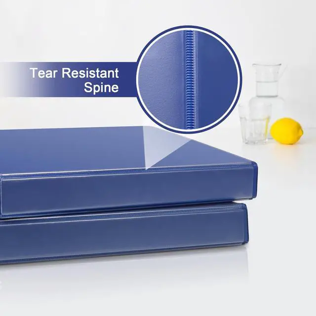 Alt view image 3 of 7 - Sturdy 1 Inch Slant-D Ring 3 Ring Binder with Clear View Cover 1"Heavy Duty Slant-D Ring,PVC-Free 2.4mm Board,Holds 225 Letter Sheets,Commercial Bulk for Corporate Offices,6 Pack (Blue)