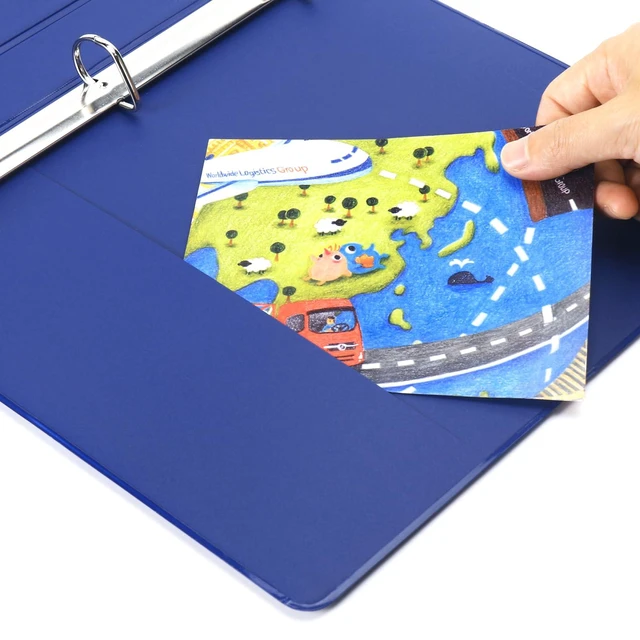 Alt view image 4 of 7 - Sturdy 1 Inch Slant-D Ring 3 Ring Binder with Clear View Cover 1"Heavy Duty Slant-D Ring,PVC-Free 2.4mm Board,Holds 225 Letter Sheets,Commercial Bulk for Corporate Offices,6 Pack (Blue)