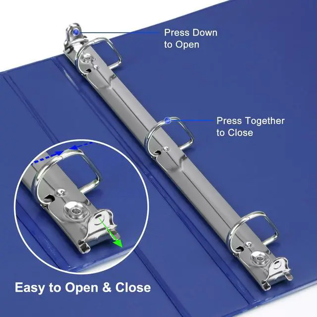 Alt view image 5 of 7 - Sturdy 1 Inch Slant-D Ring 3 Ring Binder with Clear View Cover 1"Heavy Duty Slant-D Ring,PVC-Free 2.4mm Board,Holds 225 Letter Sheets,Commercial Bulk for Corporate Offices,6 Pack (Blue)