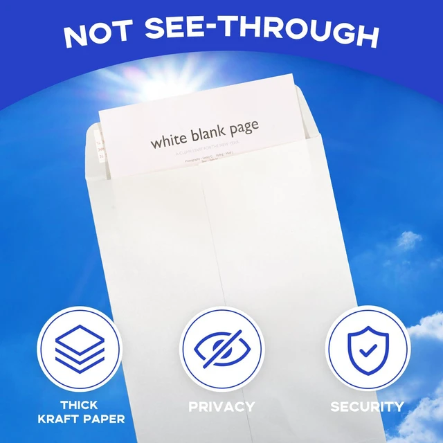 Alt view image 4 of 6 - Catalog Envelopes, White, 6x9, 100 PCS Self Seal, 100 GSM, Manilla Envelopes, For Documents, Letters, Brochures, Photos