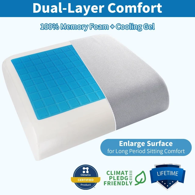 Alt view image 3 of 7 - Extra Thick Large Seat Cushion, Gel Memory Foam Cushion with Carry Handle Non Slip Bottom, Pain Relief Coccyx Cushion for Wheelchair Office Chair (Gray, 19" x 17.5" x 4")