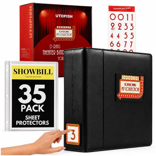 Main image of Show-Bill Binder - Large Broadway Program Album, 35 Sleeves Every show you've been to, in order and on a shelf instead of in a drawer. Acid-free sleeves fit programs mid-80s to now