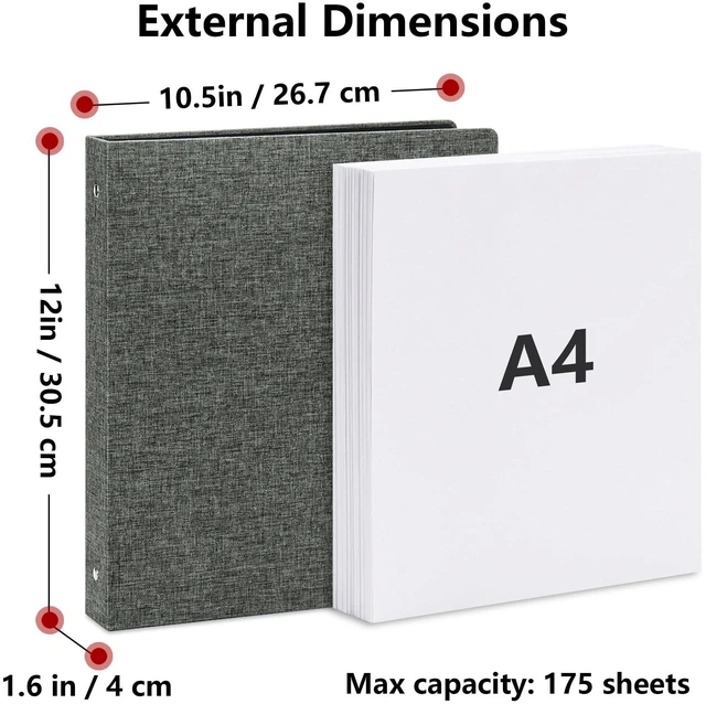 Alt view image 3 of 7 - Linen 3 Ring Binder 1 Inch, Letter Size, 2 Pack, DarkGrey Round rings, 8.5'' x 11'' paper, school office home, recipe binder, dual pockets