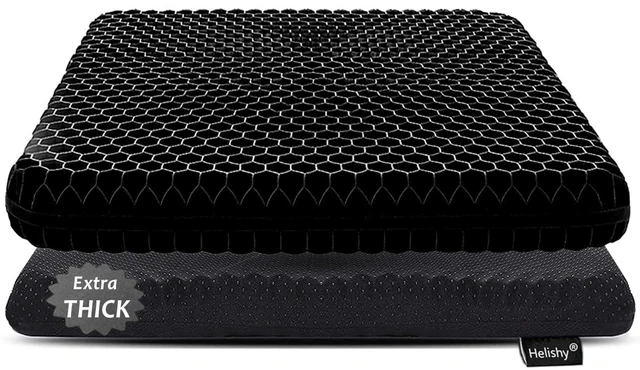 Main image of Gel Seat Cushion for Long Sitting, Extra Thick Gel Cushion for Wheelchair Soft Chair Pads for Office Home Chairs Car Seats Long Trips - Back Sciatica Hip Tailbone Pain Relief Cushion (Black)