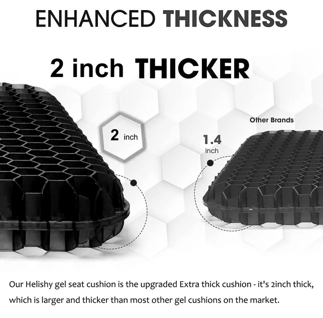 Alt view image 4 of 7 - Gel Seat Cushion for Long Sitting, Extra Thick Gel Cushion for Wheelchair Soft Chair Pads for Office Home Chairs Car Seats Long Trips - Back Sciatica Hip Tailbone Pain Relief Cushion (Black)